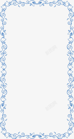中式蓝色花纹边框素材