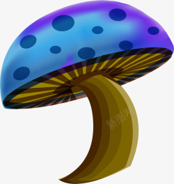 卡通蓝色蘑菇素材