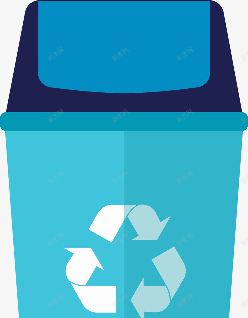 蓝色翻盖卡通垃圾箱png免抠素材_新图网 https://ixintu.com 卡通风格 城市垃圾箱 塑料 矢量垃圾箱 翻盖 蓝色 蓝色垃圾箱