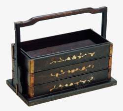 中式分格中式古代做旧餐盒高清图片