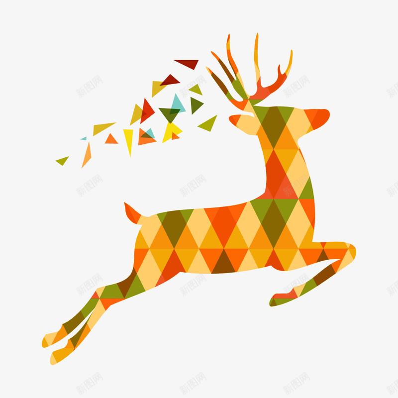 创意麋鹿矢量图ai免抠素材_新图网 https://ixintu.com 三角形 创意 动物 拼接 麋鹿 矢量图