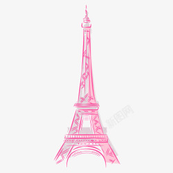 梦幻巴黎手绘梦幻粉色艾菲尔铁塔高清图片