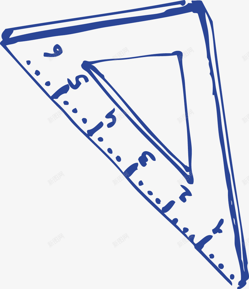 手绘三角板图标png_新图网 https://ixintu.com 三角板 手绘 线稿 蓝色