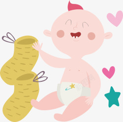 可爱宝宝袜子卡通可爱婴儿用品设矢量图素材