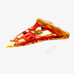 水彩绘美味三角披萨素材