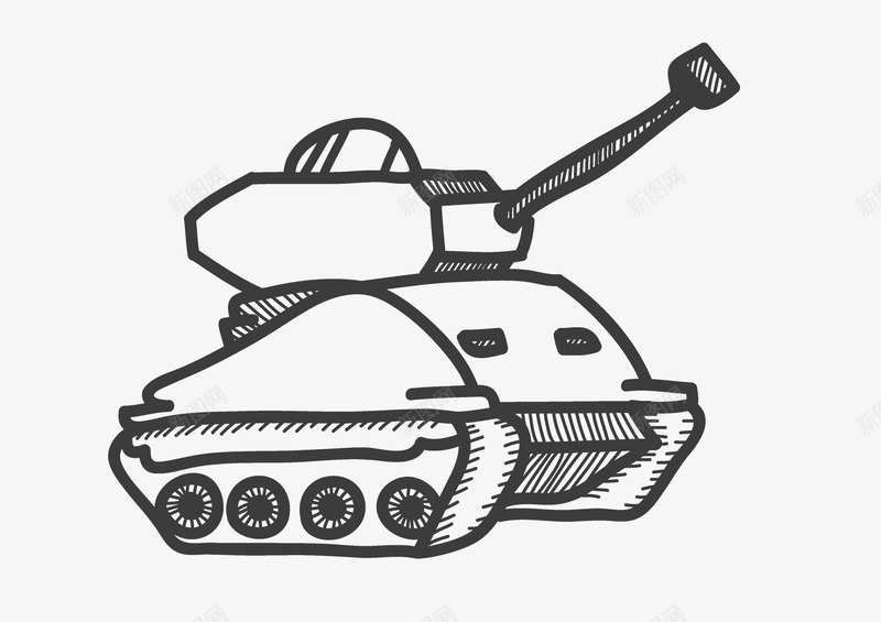黑色手绘战争坦克png免抠素材_新图网 https://ixintu.com 卡通坦克 坦克 战争武器 手绘坦克 效果图 黑色坦克