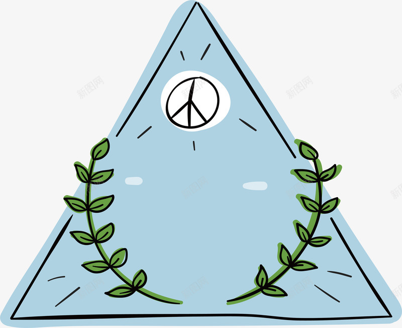 蓝色三角形手绘标签png免抠素材_新图网 https://ixintu.com 三角形 和平标签 国际友好 国际和平 手绘标签 矢量png 蓝色
