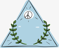 国际和平蓝色三角形手绘标签高清图片