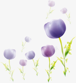 紫色梦幻花朵草地素材