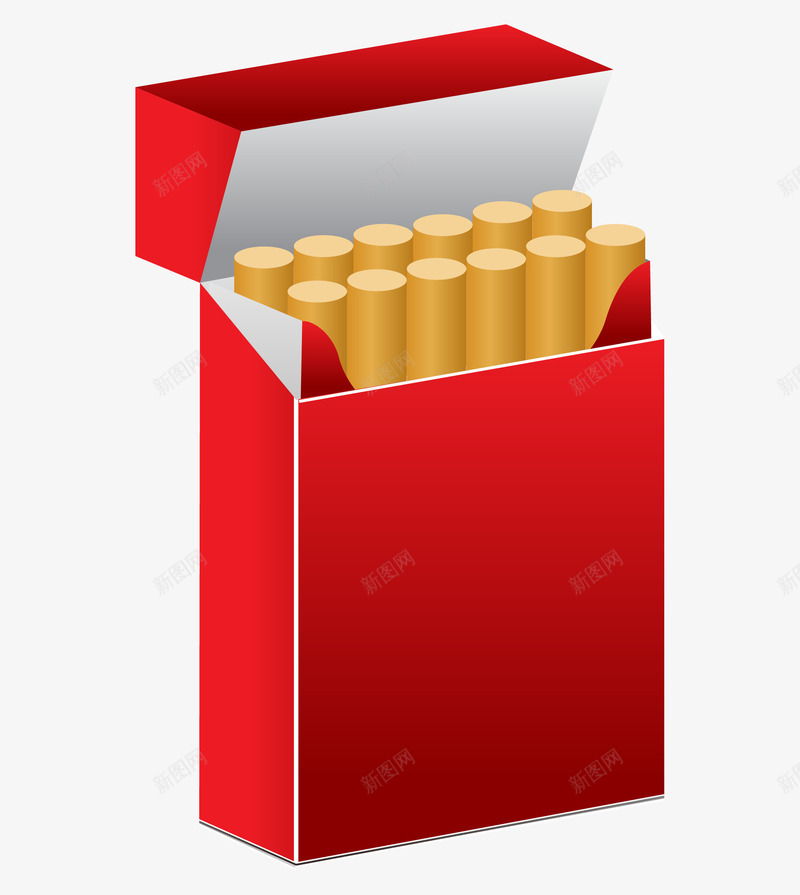 红色烟盒里面的香烟png免抠素材_新图网 https://ixintu.com 卡通香烟 手绘香烟 效果图 烟盒 红色烟盒 香烟