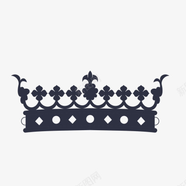 黑色花纹手绘皇冠图标图标
