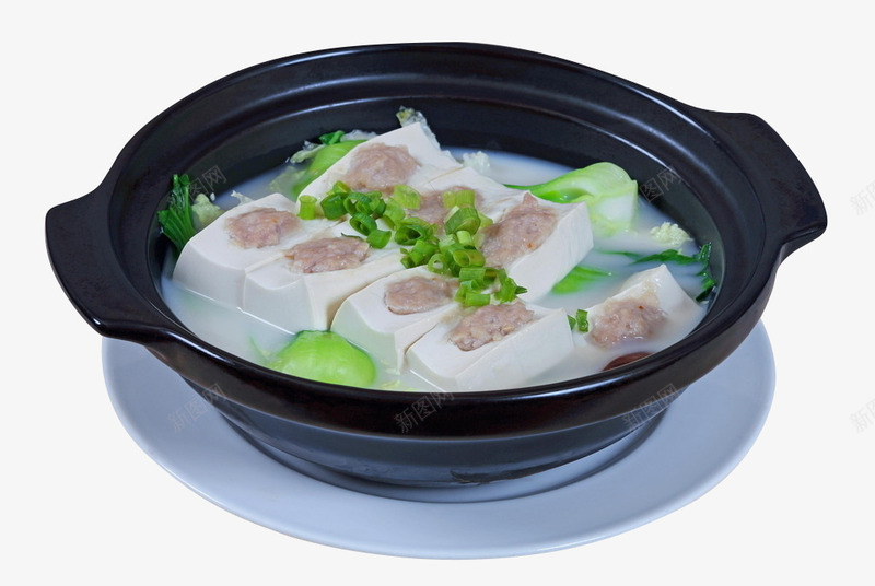 中式美味客家酿豆腐png免抠素材_新图网 https://ixintu.com 肉饼 菜煲 葱 豆腐 豆腐煲