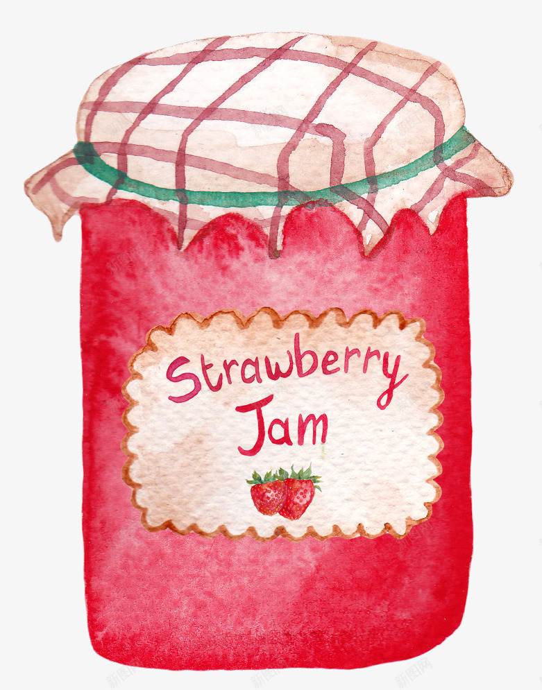 罐子里的草莓酱手绘图png免抠素材_新图网 https://ixintu.com 包装 手绘图 罐头 美味的 草莓图案 草莓酱