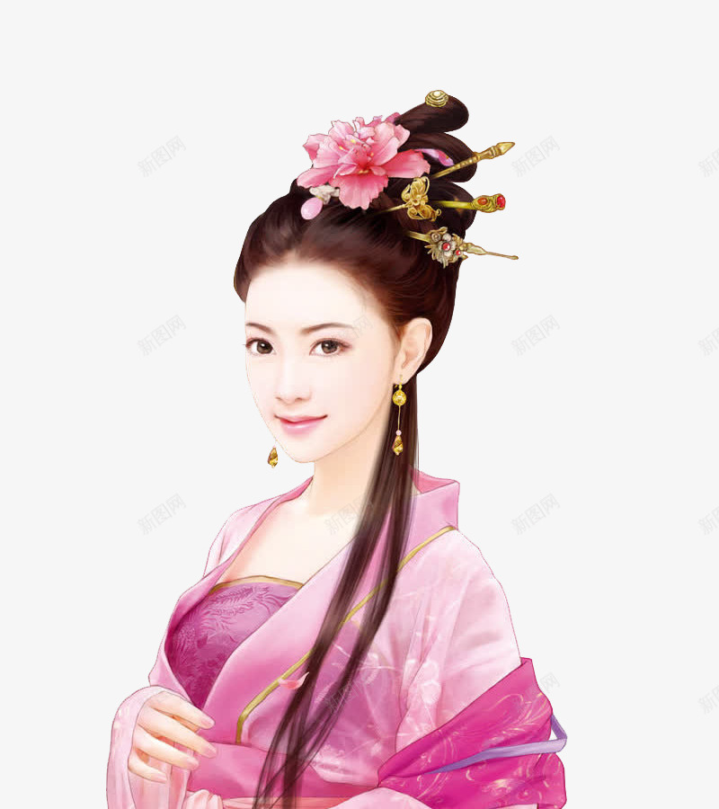 古典美女png免抠素材_新图网 https://ixintu.com 中国风 古代 古典 古装 女 手绘 插画 美女