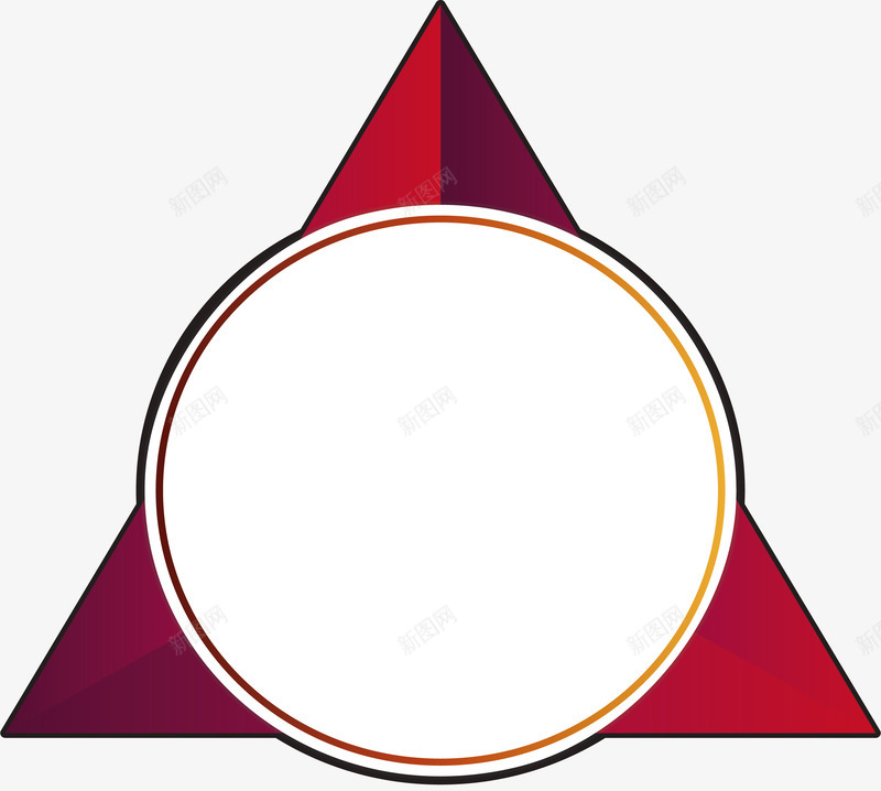酒红色三角形标题框png免抠素材_新图网 https://ixintu.com 三角 三角形 几何标题框 矢量png 酒红色