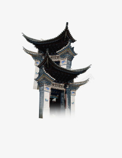 手绘徽式建筑中国风徽式建筑屋檐高清图片