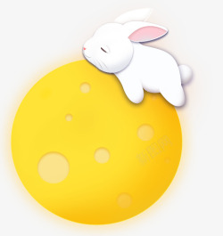 黄色的兔子简约复古中秋节玉兔高清图片