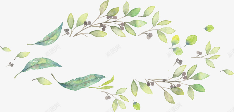 绿色手绘的树叶子png免抠素材_新图网 https://ixintu.com 免抠图 效果图 树叶 植物 装饰图 装饰画 边框