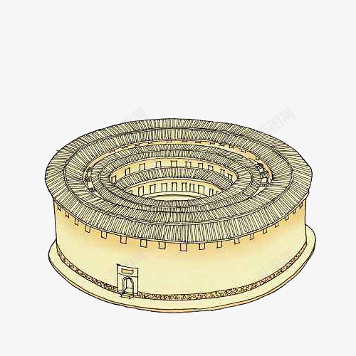 中国风手绘客家建筑png免抠素材_新图网 https://ixintu.com 中国风 客家 客家围屋 客家建筑 少数名族 建筑 房屋 手绘风