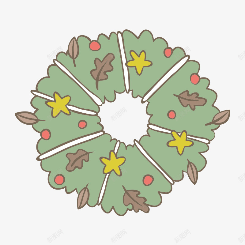 绿色手绘的圣诞圆环png免抠素材_新图网 https://ixintu.com 免抠图 圆环 圣诞节 效果图 绿植 装饰图 装饰画