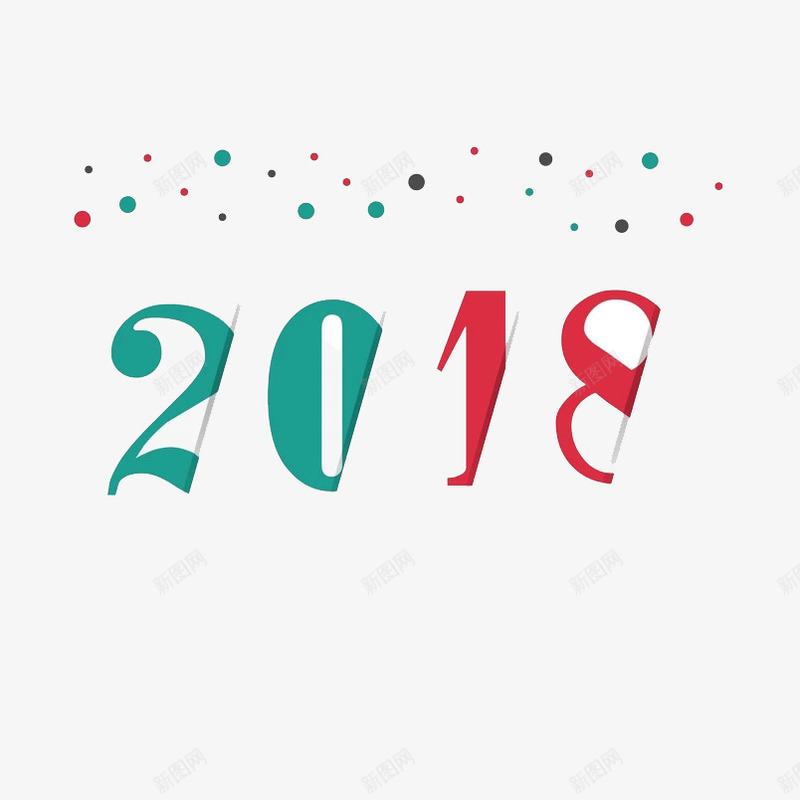 2018纸张式创意图png免抠素材_新图网 https://ixintu.com 2018 创意 圆点 彩点 新年 简约 红色 蓝色 设计