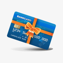 创意信用卡绑着蝴蝶结的银行卡矢量图高清图片