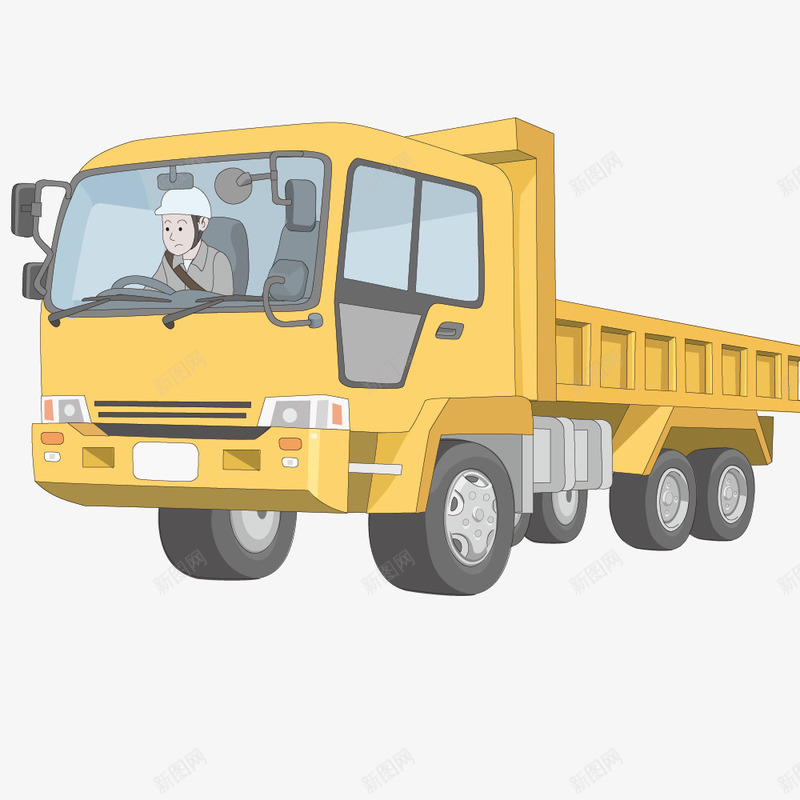 黄色卡通卡车装饰png免抠素材_新图网 https://ixintu.com 卡车 卡通汽车 手绘卡车 效果图 施工车 黄色卡车