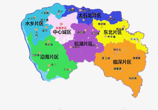 东莞城市区域划分地图png免抠素材_新图网 https://ixintu.com 东莞 东莞地图 地图 城市区域划分 彩色 手绘