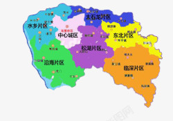彩色区域东莞城市区域划分地图高清图片