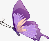 手绘水彩漫画紫色蝴蝶装饰素材