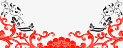 红色莲花中式花边边框纹理素材