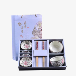吉祥袋中式碗筷礼物盒高清图片