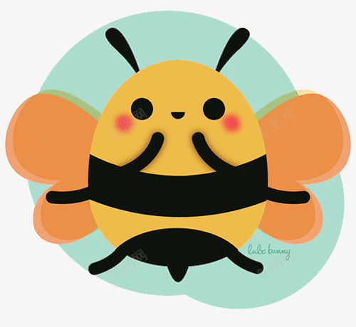 卡通蜜蜂形象标签png免抠素材_新图网 https://ixintu.com 创意插画设计 卡通贺卡封面 手绘插画
