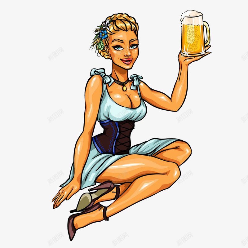 端着啤酒的女人png免抠素材_新图网 https://ixintu.com 卡通 可爱 啤酒 啤酒女郎 大胸美女 女人 性感 手绘 美女 酒水