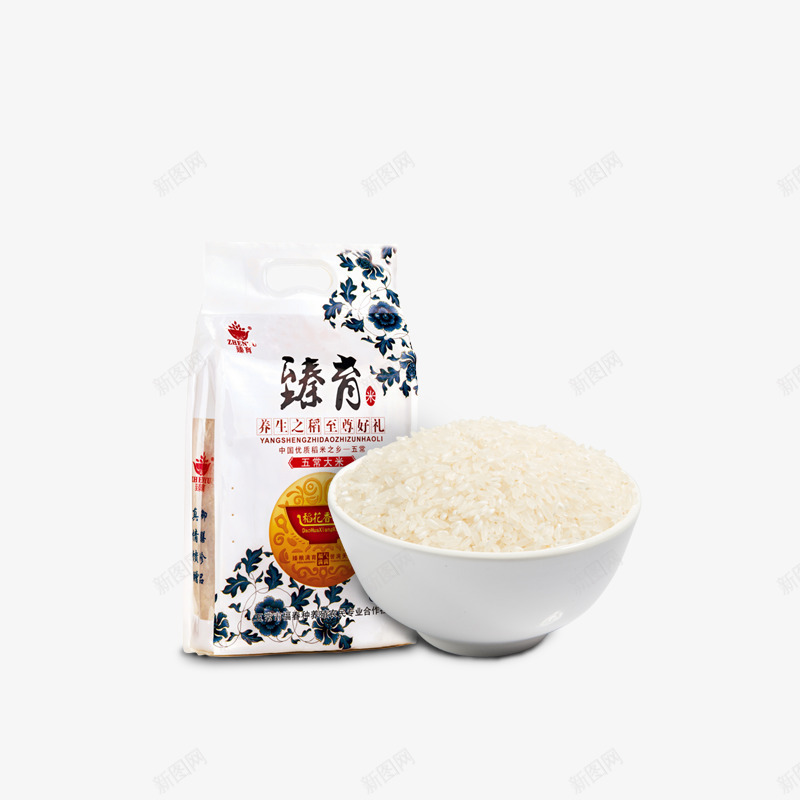 黑白米袋psd免抠素材_新图网 https://ixintu.com 包装 小碗 白饭 稻香 米饭