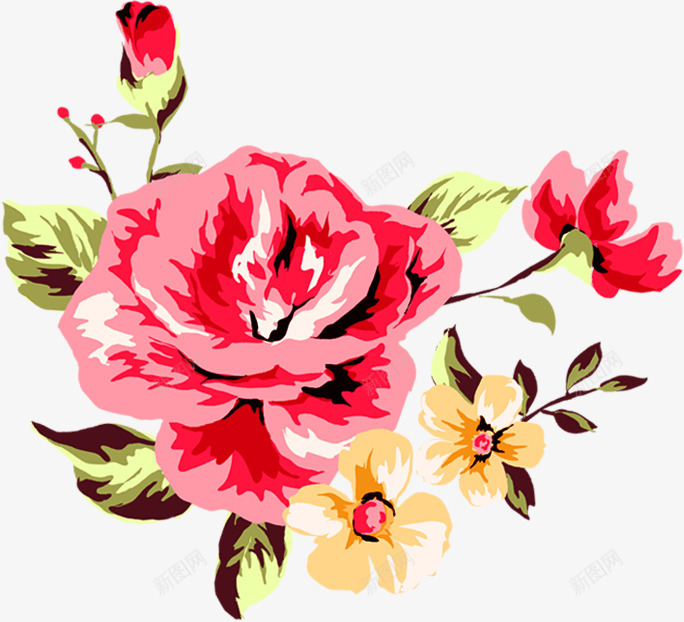 红色中式牡丹花朵png免抠素材_新图网 https://ixintu.com 中式 牡丹 红色 花朵