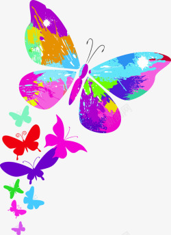 彩色卡通手绘蝴蝶开业素材