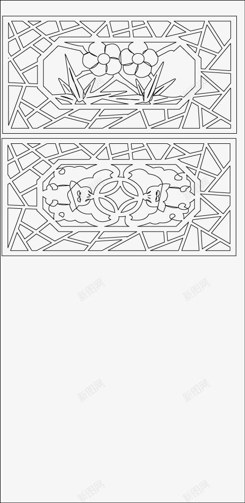 黑白屏风装饰png免抠素材_新图网 https://ixintu.com 中国风 中式风格 黑白屏风装饰