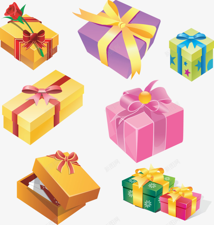各种礼物盒png免抠素材_新图网 https://ixintu.com 包装盒子 手绘 礼品 粉色礼物盒 黄色礼物盒