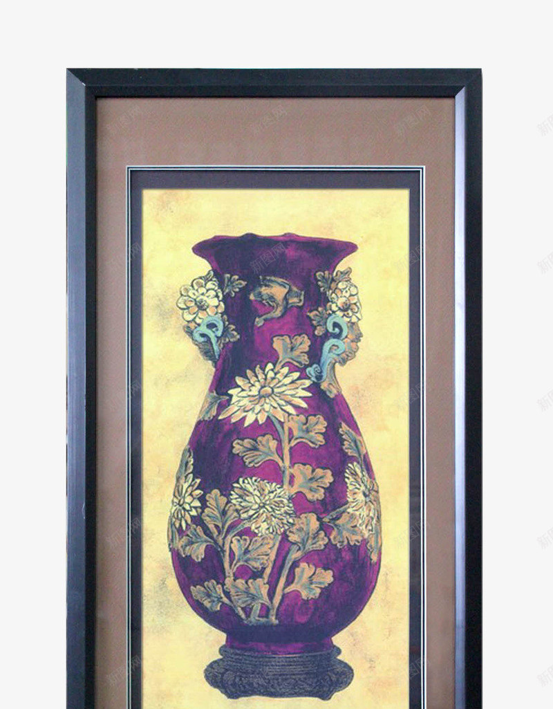 中式古典紫色瓷瓶木框壁画png免抠素材_新图网 https://ixintu.com 中式壁画 古典花纹 木框 紫色瓷瓶