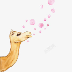 水彩骆驼手绘骆驼与泡泡高清图片