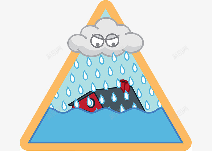 创意天气图标psd_新图网 https://ixintu.com 三角形 下雨 乌云 天气图标 水浸 风雨气温图