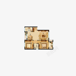 米色房屋装修效果图室内米色平面图高清图片