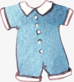 蓝色手绘小孩衣服素材