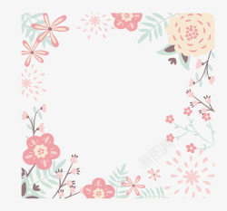 粉红卡通花朵边框矢量图素材