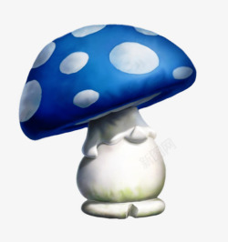 蓝色圆点蘑菇素材