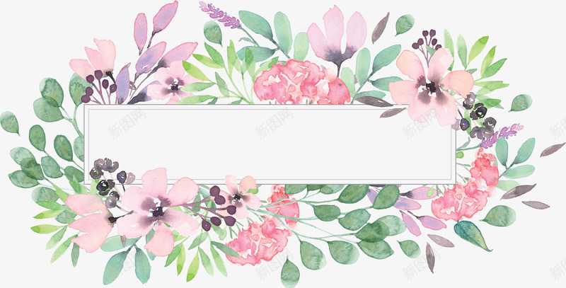 彩色花朵手绘边框png免抠素材_新图网 https://ixintu.com 免抠图 效果图 植物 花朵 装饰图 装饰画 边框
