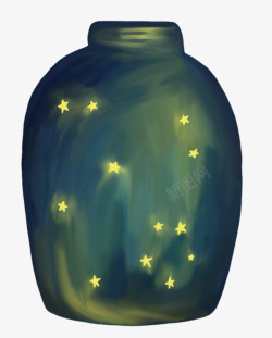 蓝色小星星蓝色手绘梦幻许愿瓶高清图片