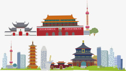 扁平中国著名建筑风景素材