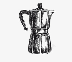 咖啡杯效果图黑色线条手绘咖啡杯子高清图片